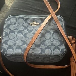 Coach Signature Blue and Tan Crossbody Bag
